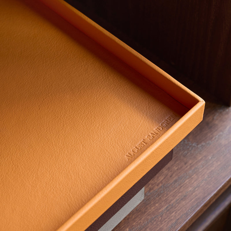 The Serving Tray: Leather - Mandarin - Small